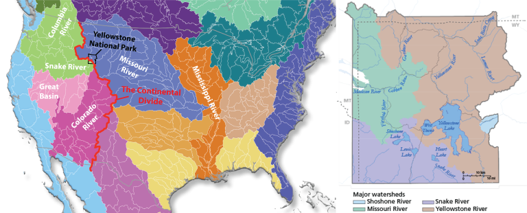 2 3 Introduction To The Greater Yellowstone Ecosystem Dynamic Earth Us Watershed And Yellowstone Watersheds 01 768x310 